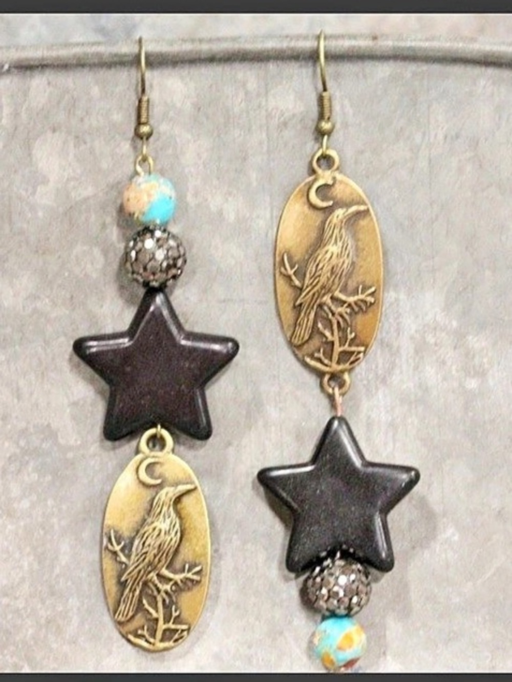 🎃 Flourishing Ravens Dangle Earrings, Halloween, The Birds - matching necklace